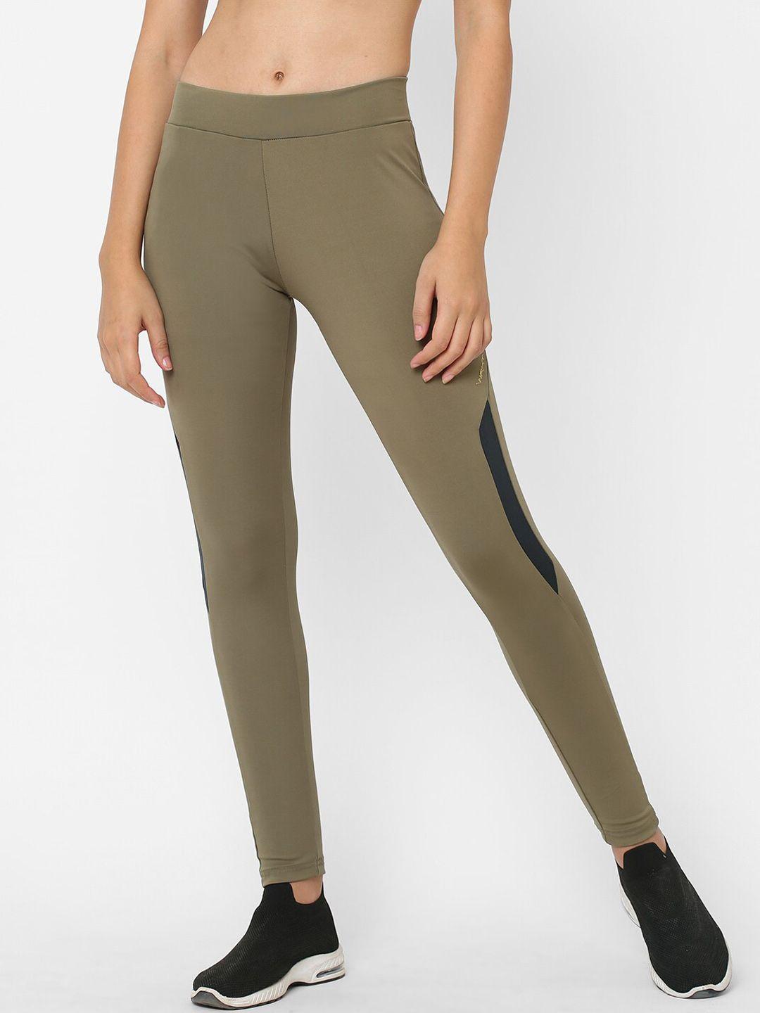 sweet dreams women olive green solid workout tights