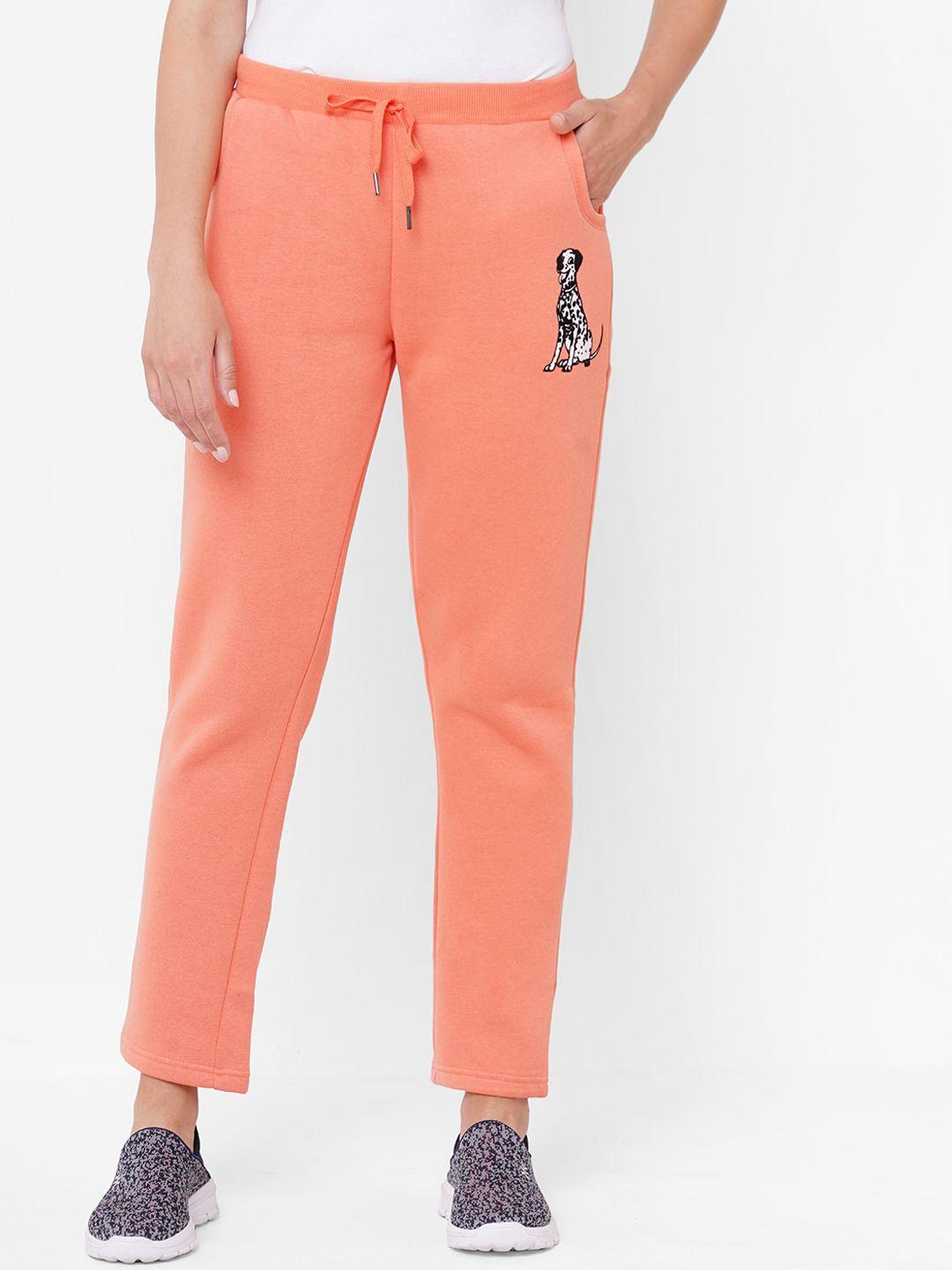 sweet dreams women peach-coloured solid straight-fit track pants