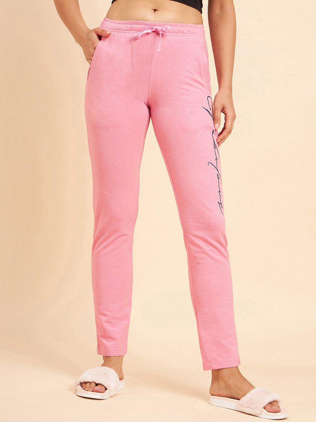 sweet dreams women pink mid-rise straight lounge pants