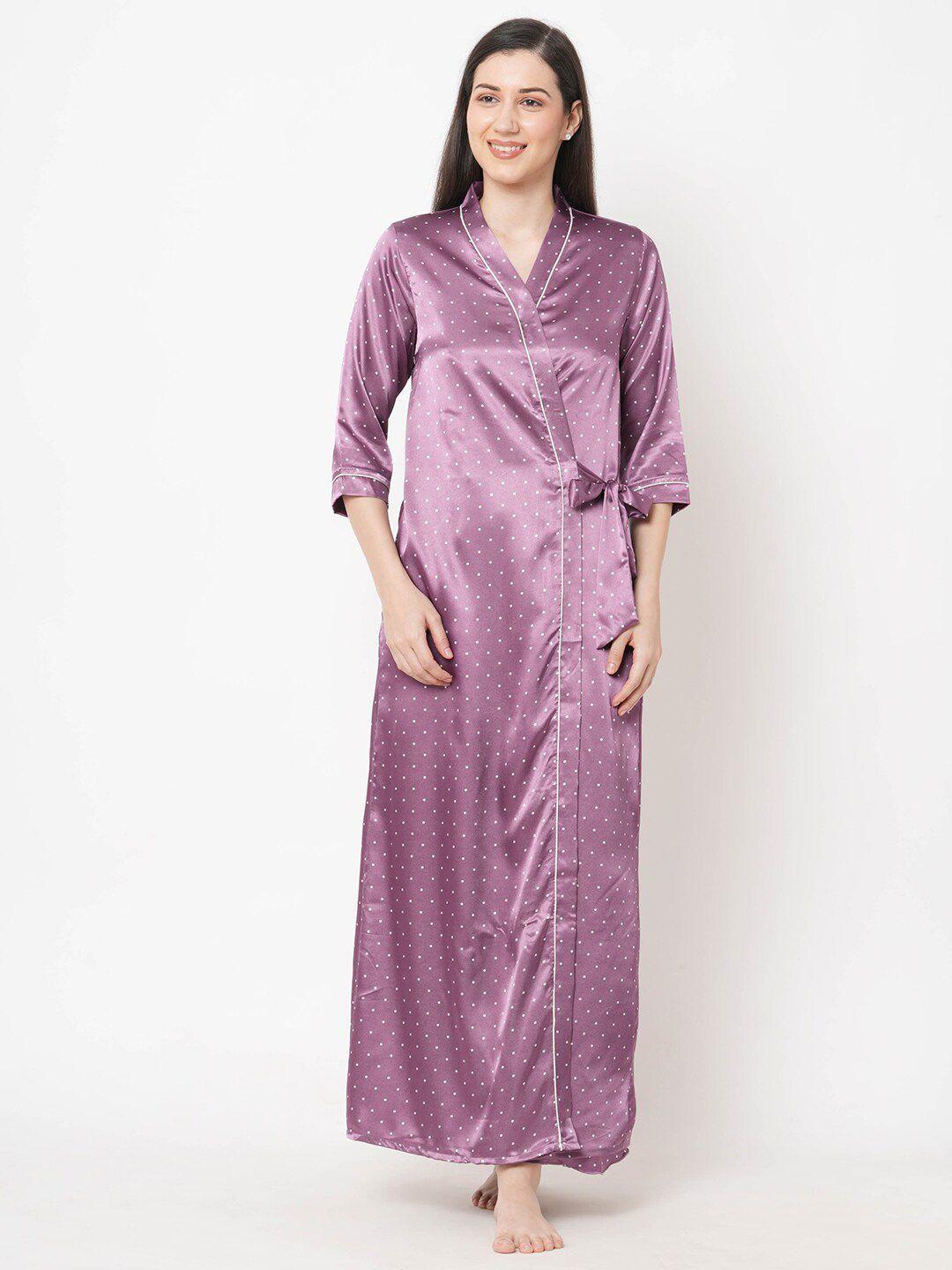 sweet dreams women purple printed satin maxi nightdress