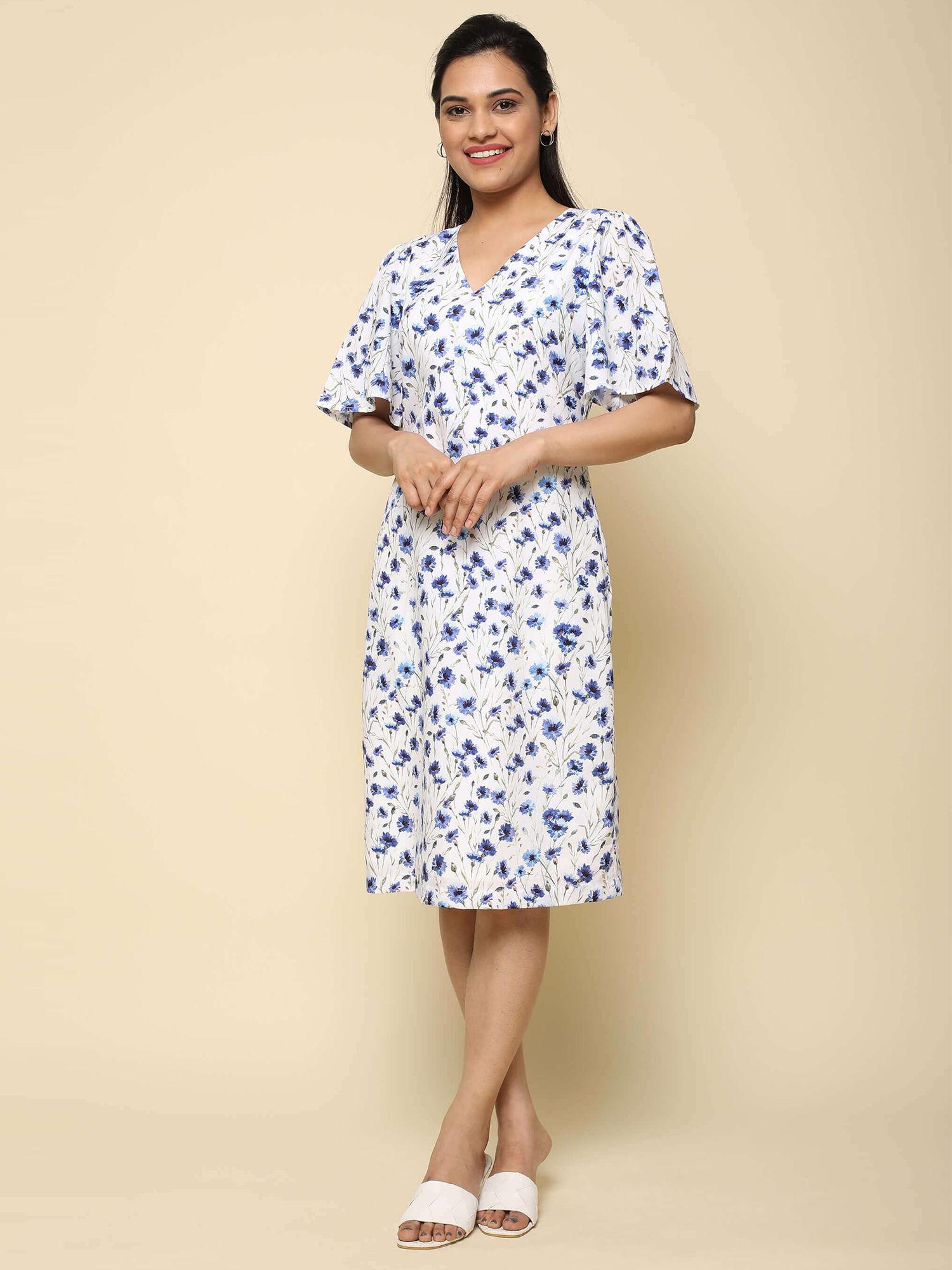 sweet pea white causal half sleeves shift dress