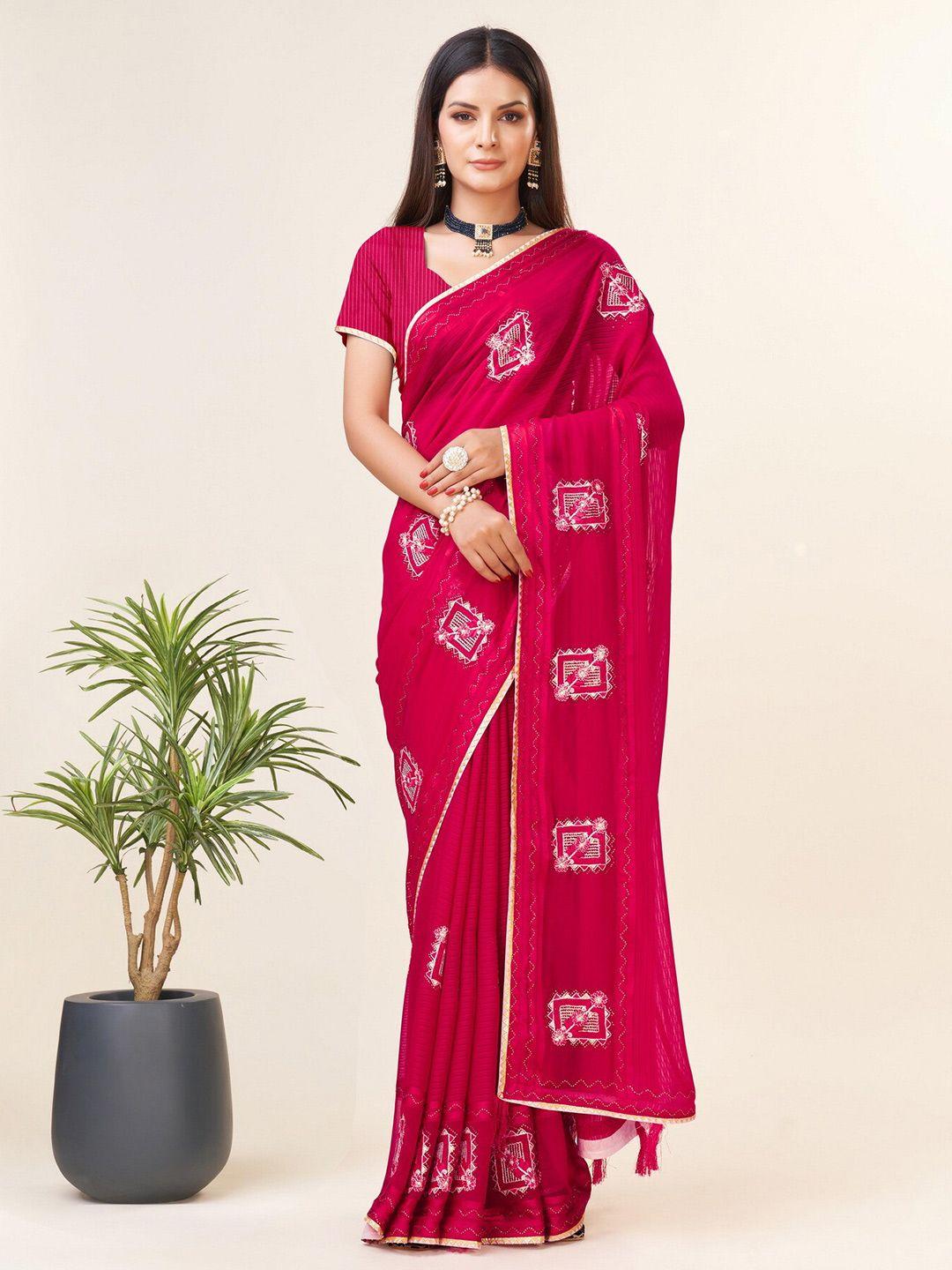 sweet smile fab ethnic motifs embroidered beads & stones saree