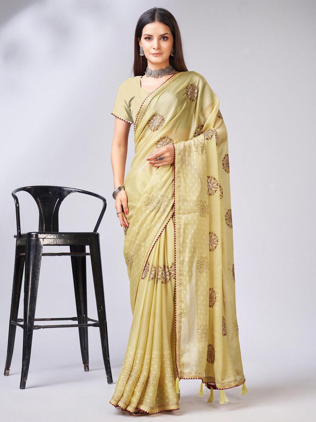 sweet smile fab ethnic motifs embroidered gotta patti saree