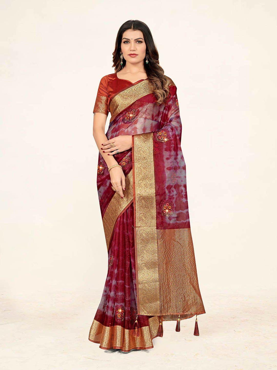 sweet smile fab ethnic motifs woven design zari saree