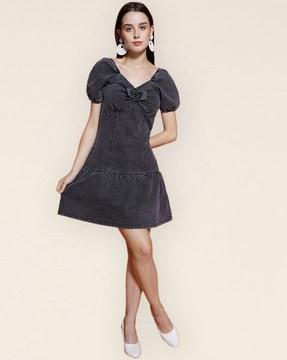 sweetheart-neck fit & flare dress