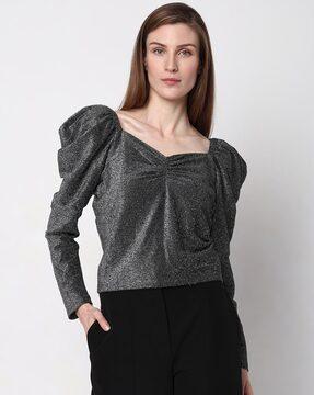 sweetheart-neck ruched top