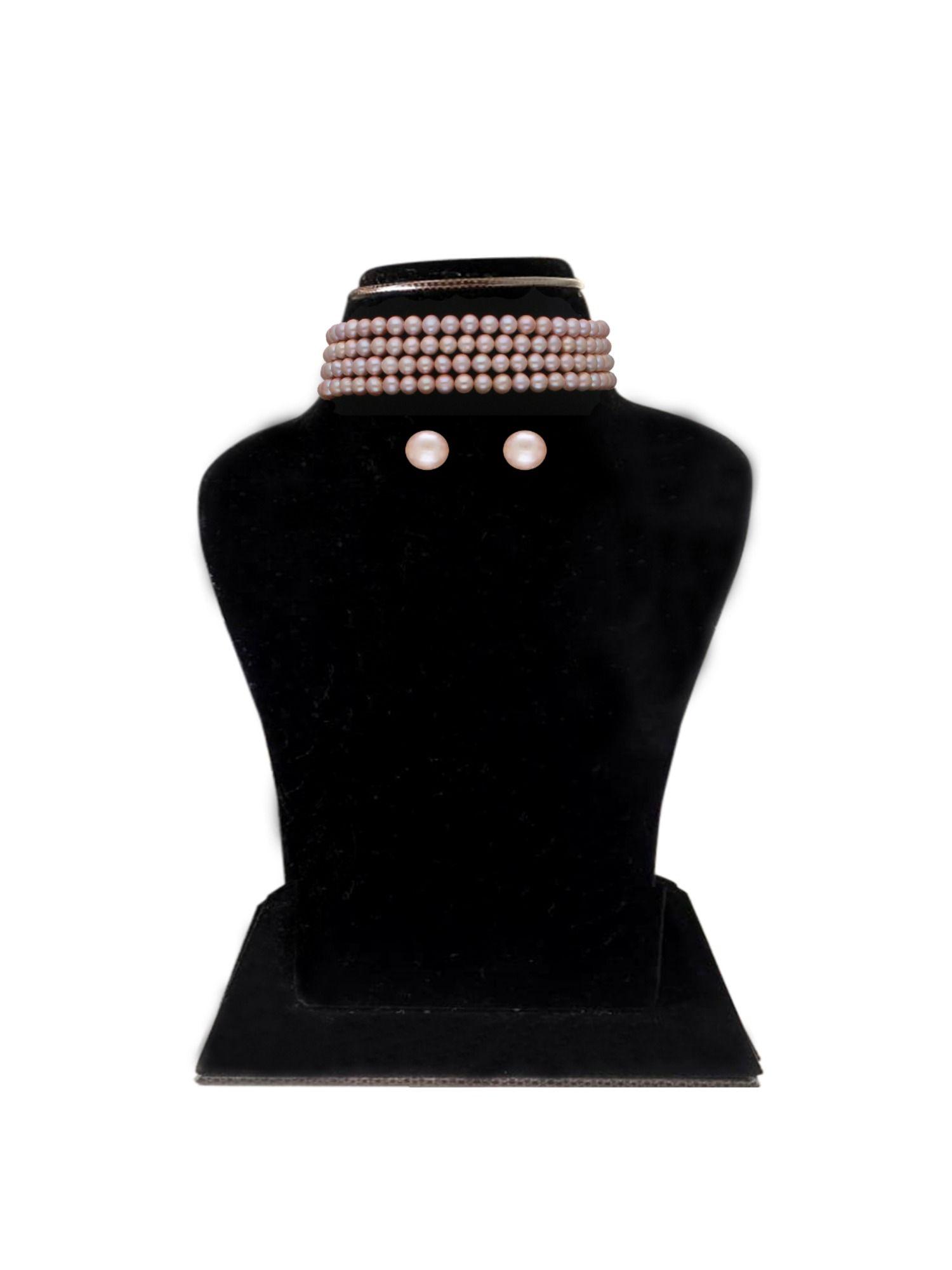 sweetheart pearl choker necklace set