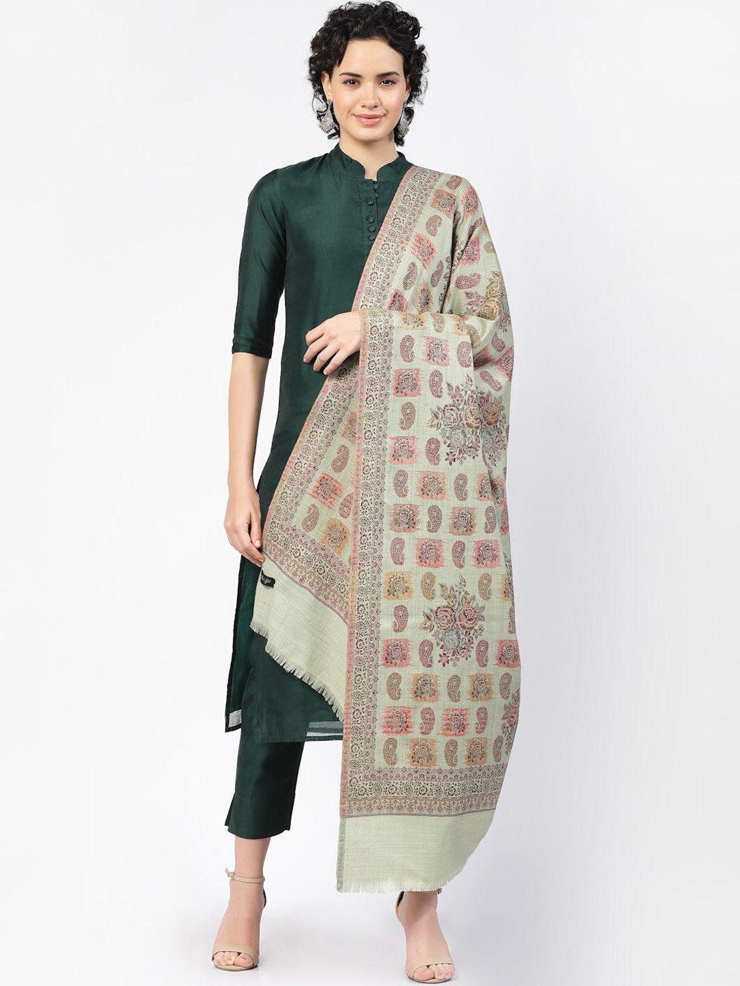 swi stylish women woven-design woollen shawl