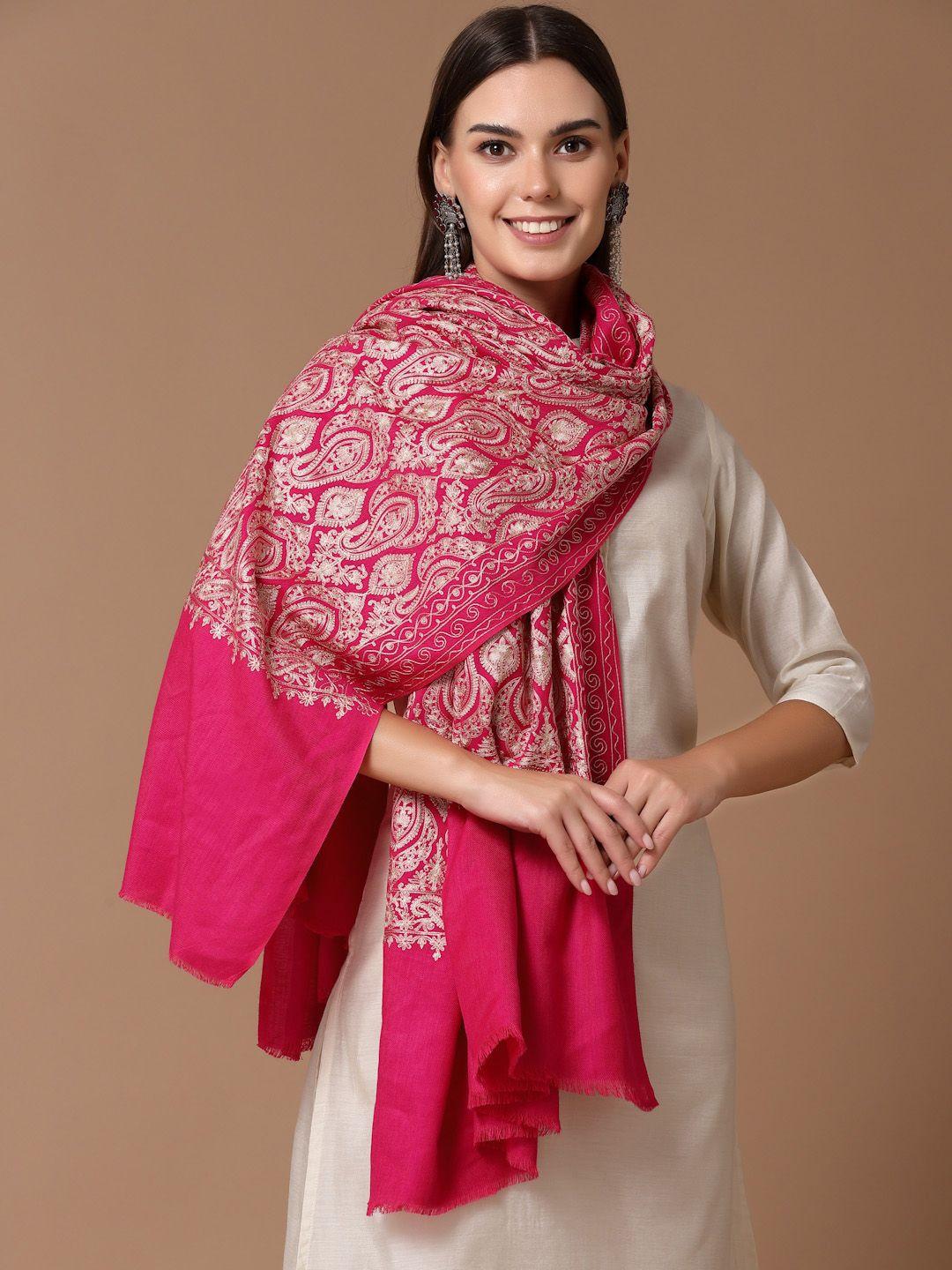 swi stylish aari embroidered wool shawl