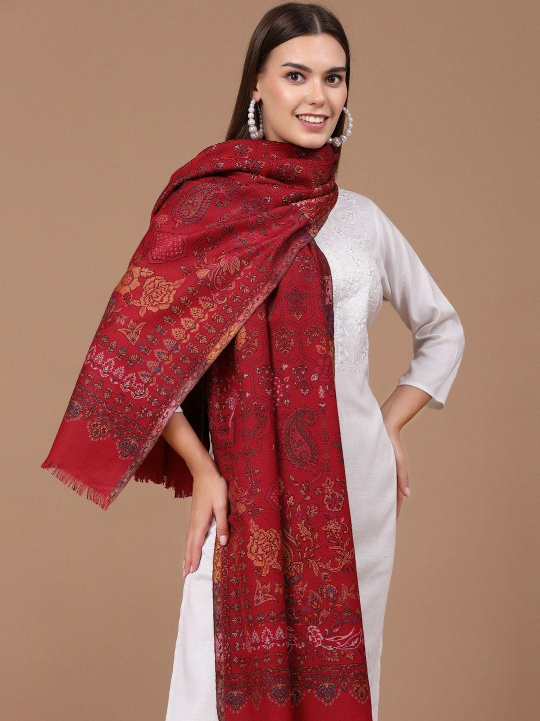 swi stylish ethnic motif woven-design woollen shawl