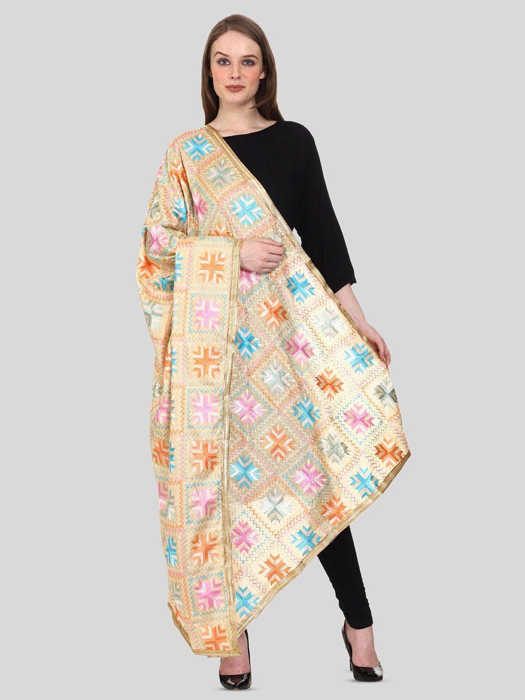 swi stylish ethnic motifs embroidered phulkari dupatta