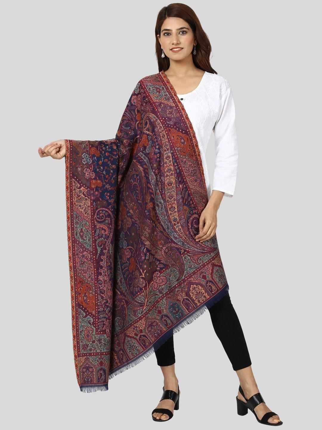 swi stylish ethnic motifs woven design kashmiri kani wool shawl