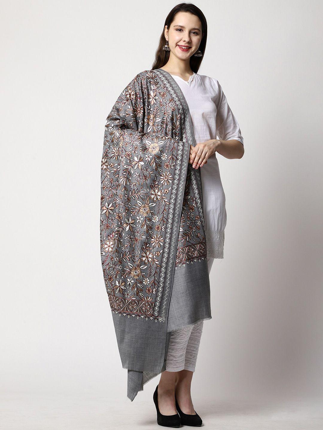 swi stylish floral aari work embroidered shawl
