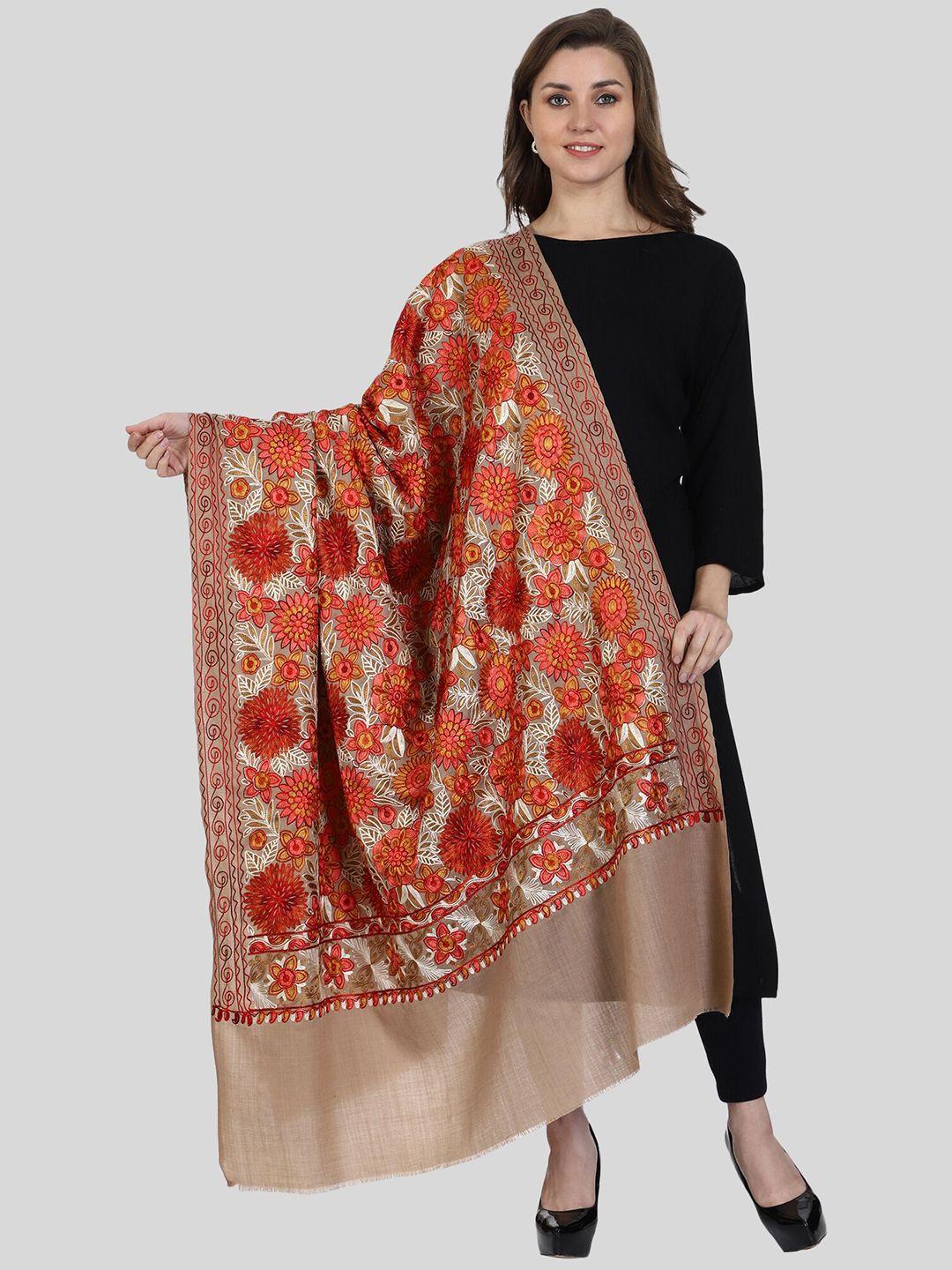 swi stylish floral embroidered aari wool shawl