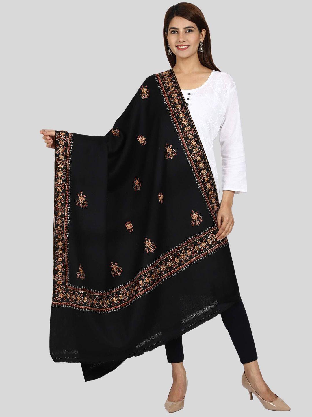 swi stylish floral embroidered pure wool shawl