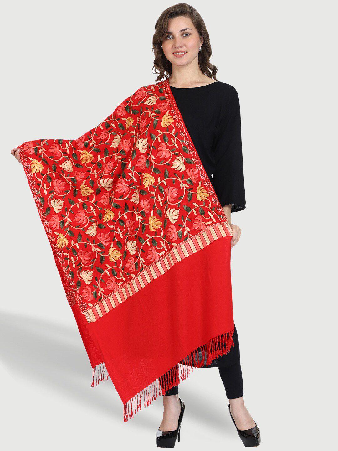 swi stylish floral embroidered wool stole