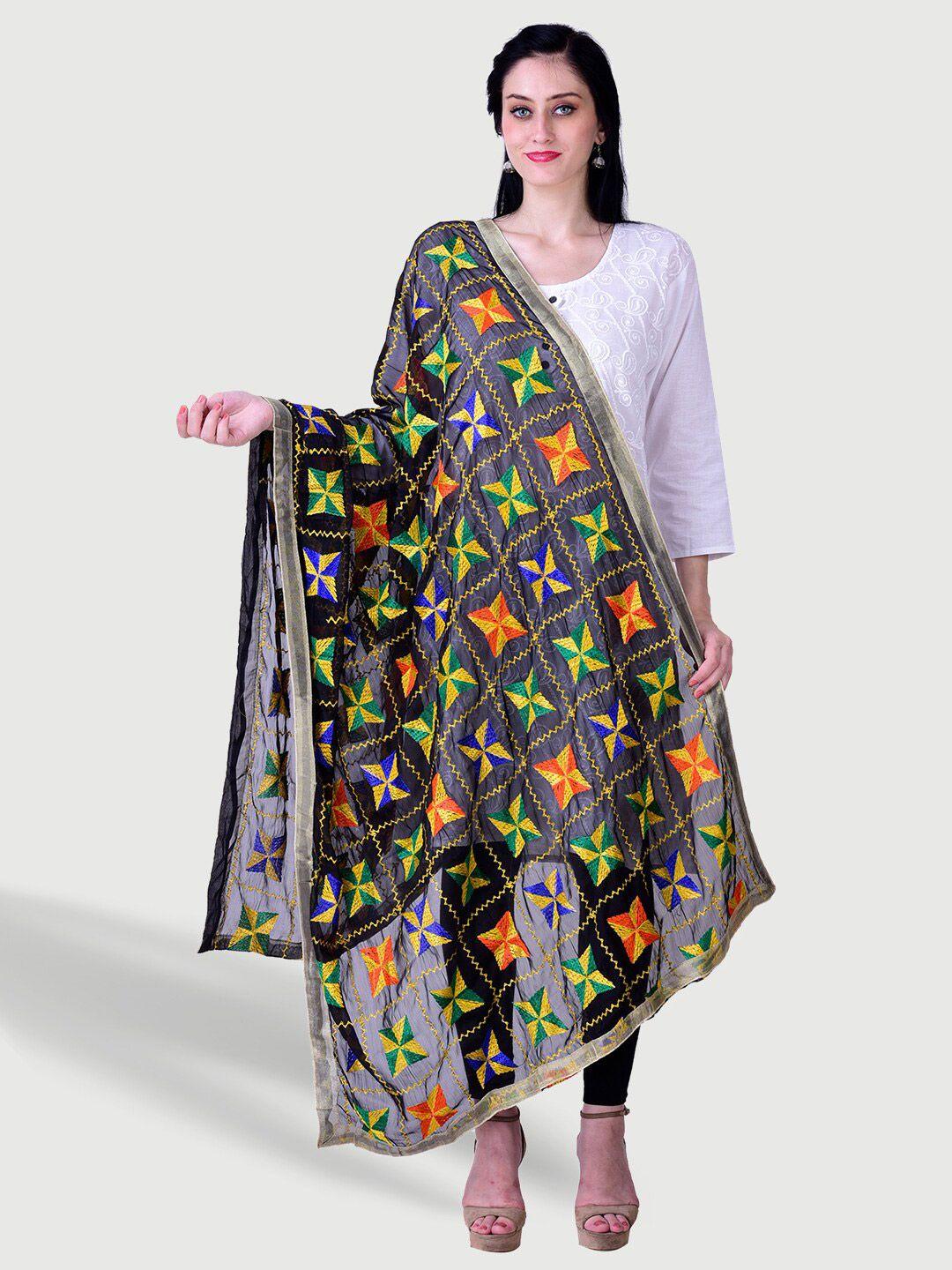swi stylish phulkari embroidered dupatta