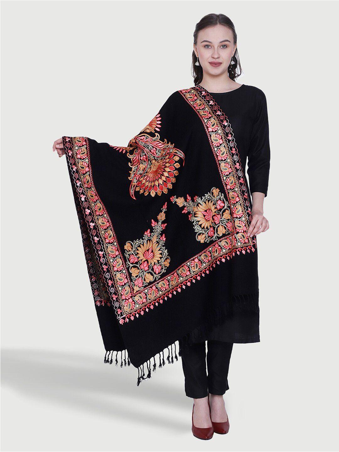 swi stylish women floral embroidered aari woollen stole