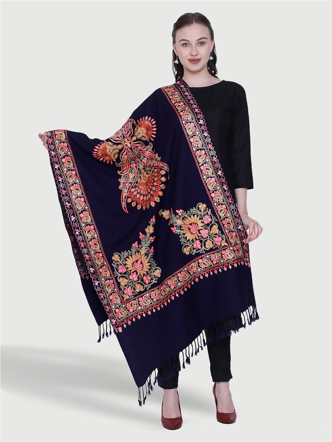 swi stylish women floral embroidered aari woollen stole