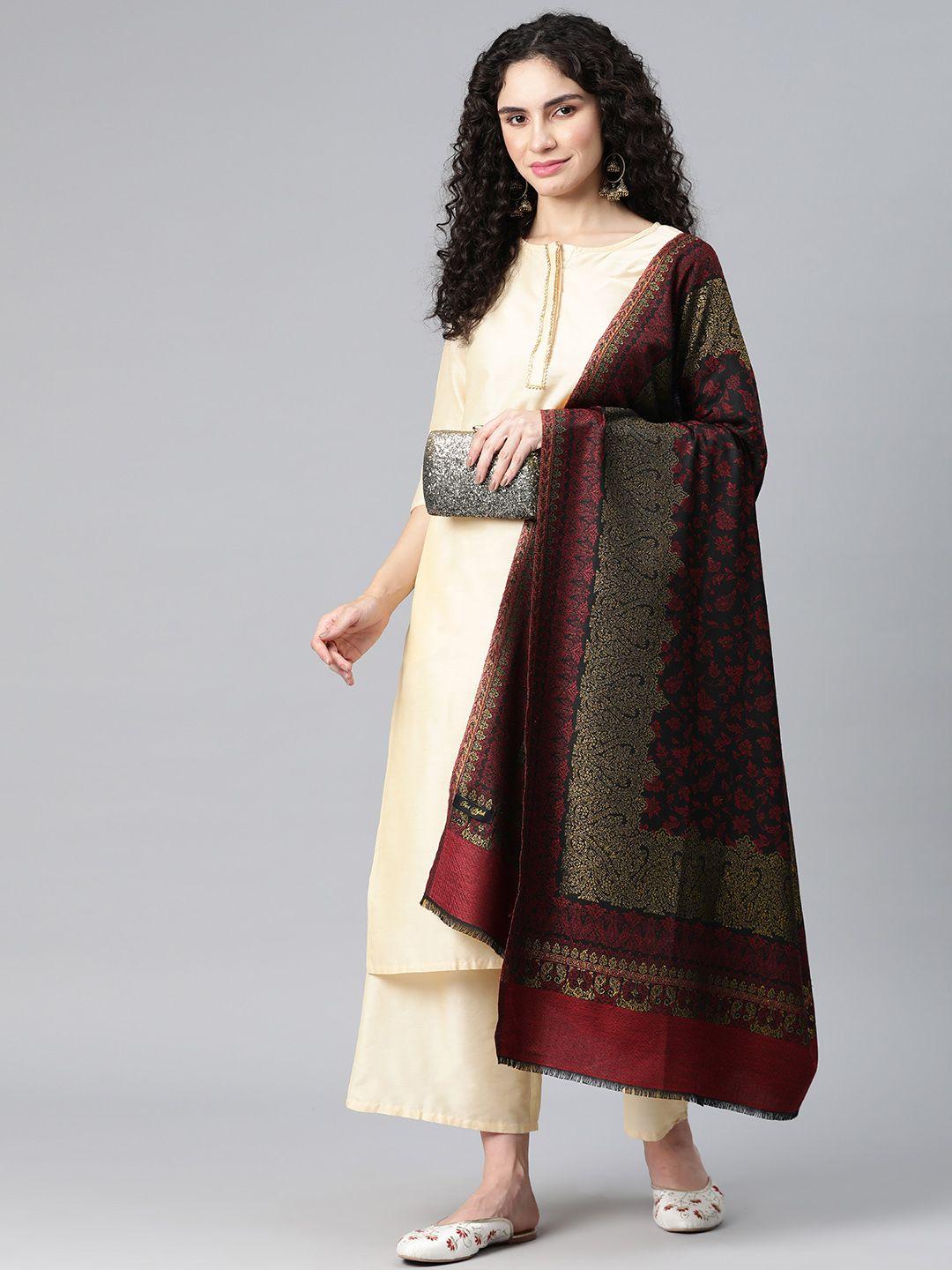 swi stylish women floral printed zari shawl