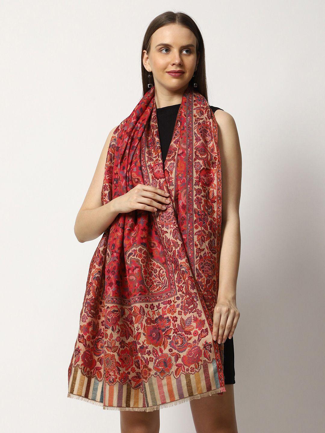 swi stylish women pink woven design shawl