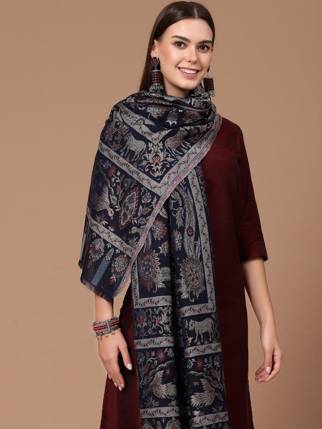 swi stylish woven design woollen shawl