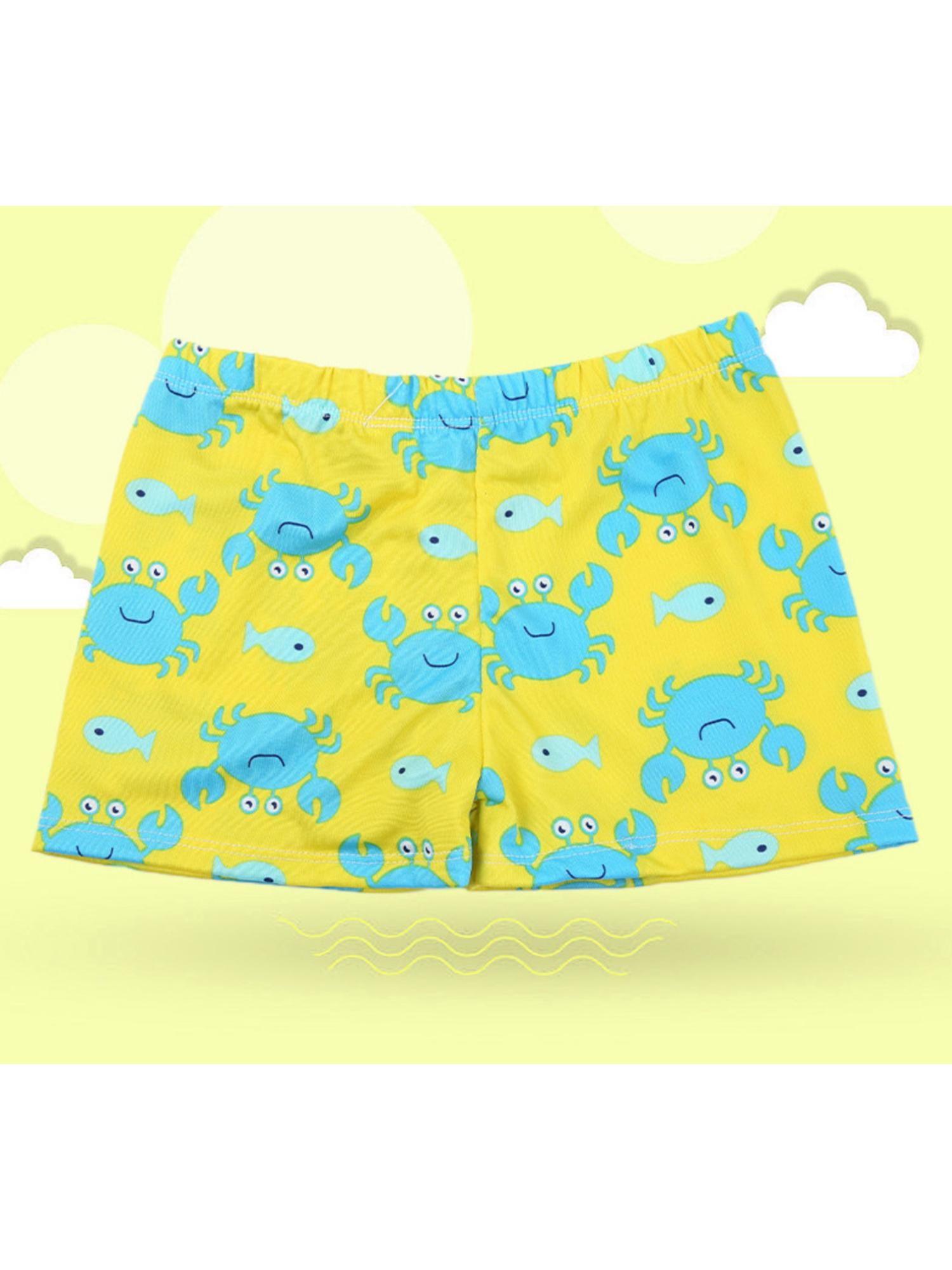 swimming costume yellow crab print shorts
