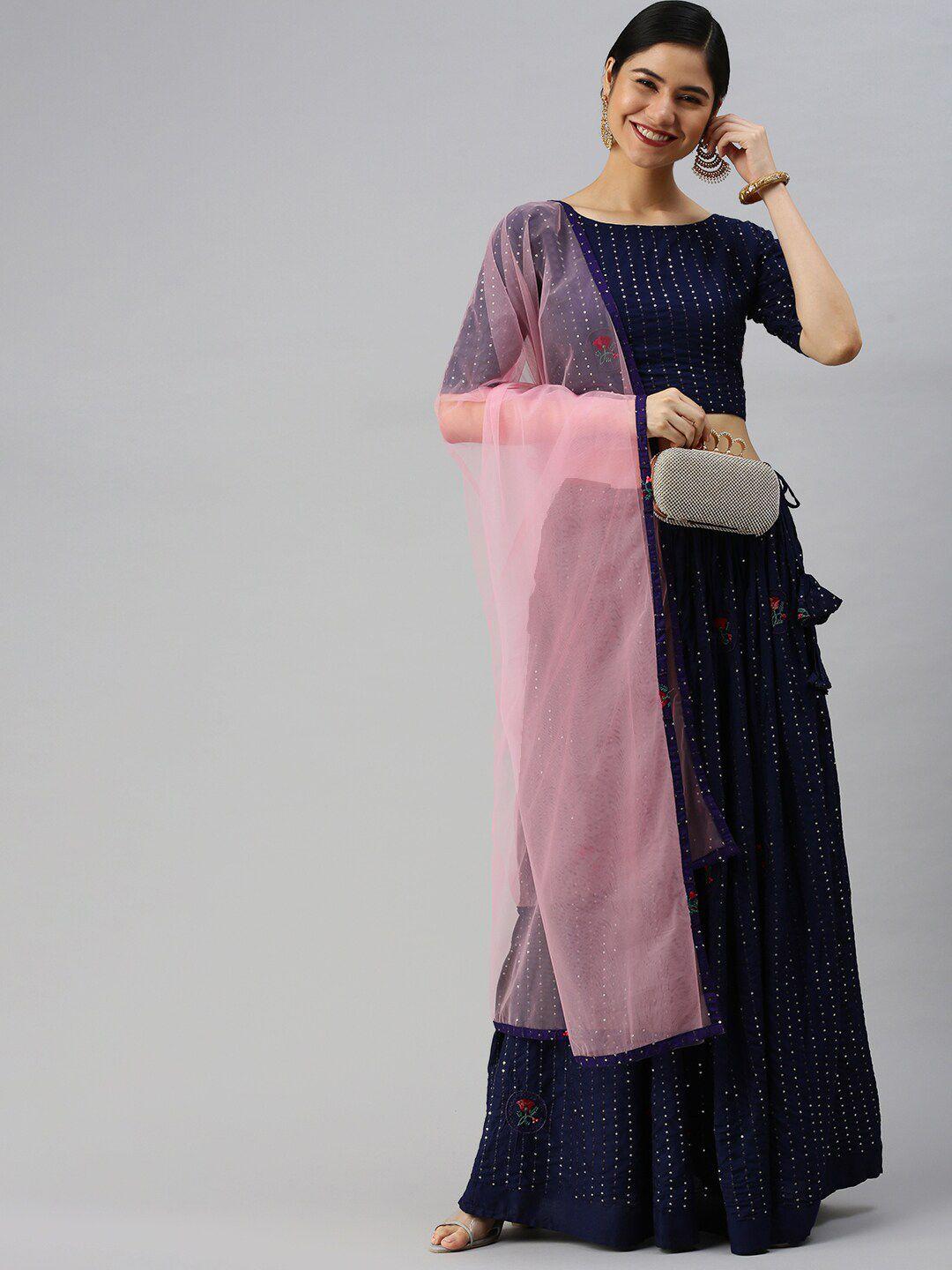 swishchick embellished sequinned ready to wear lehenga & blouse with dupatta