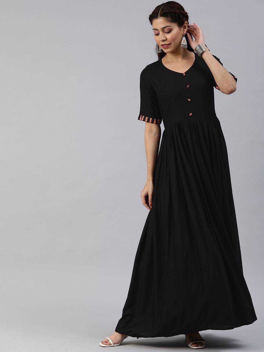 swishchick women black solid maxi dress