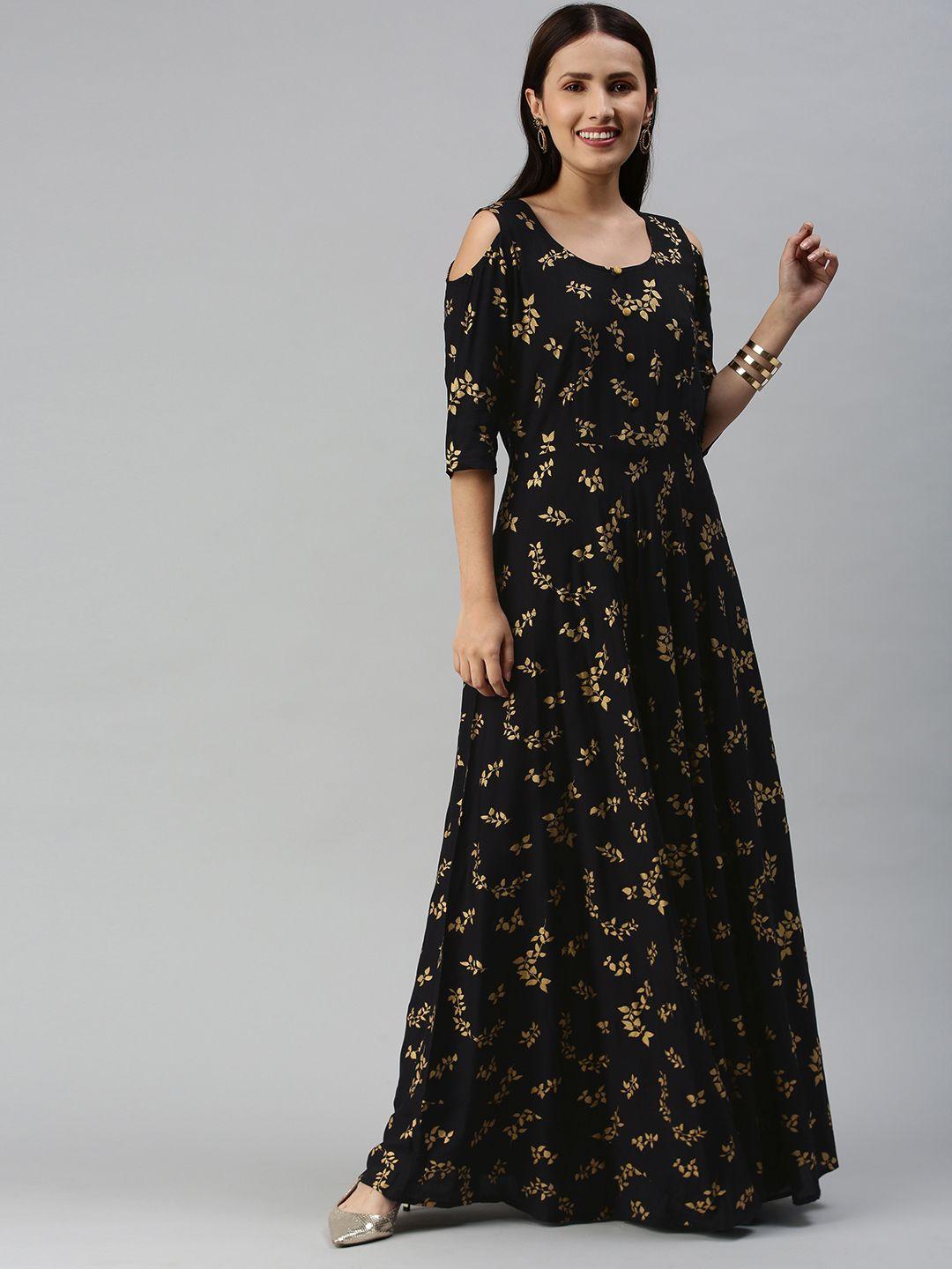 swishchick black floral maxi dress