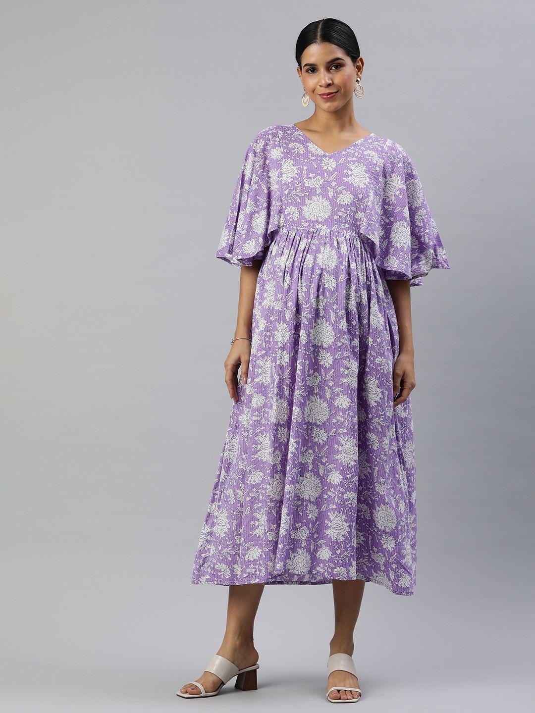 swishchick floral print flared sleeve a-line midi dress