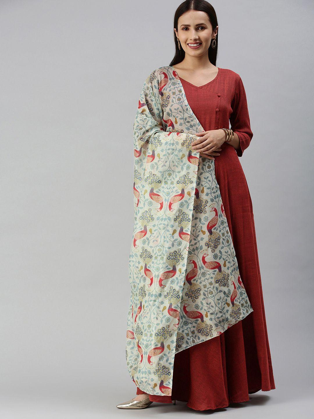 swishchick maroon maxi dress with dupatta