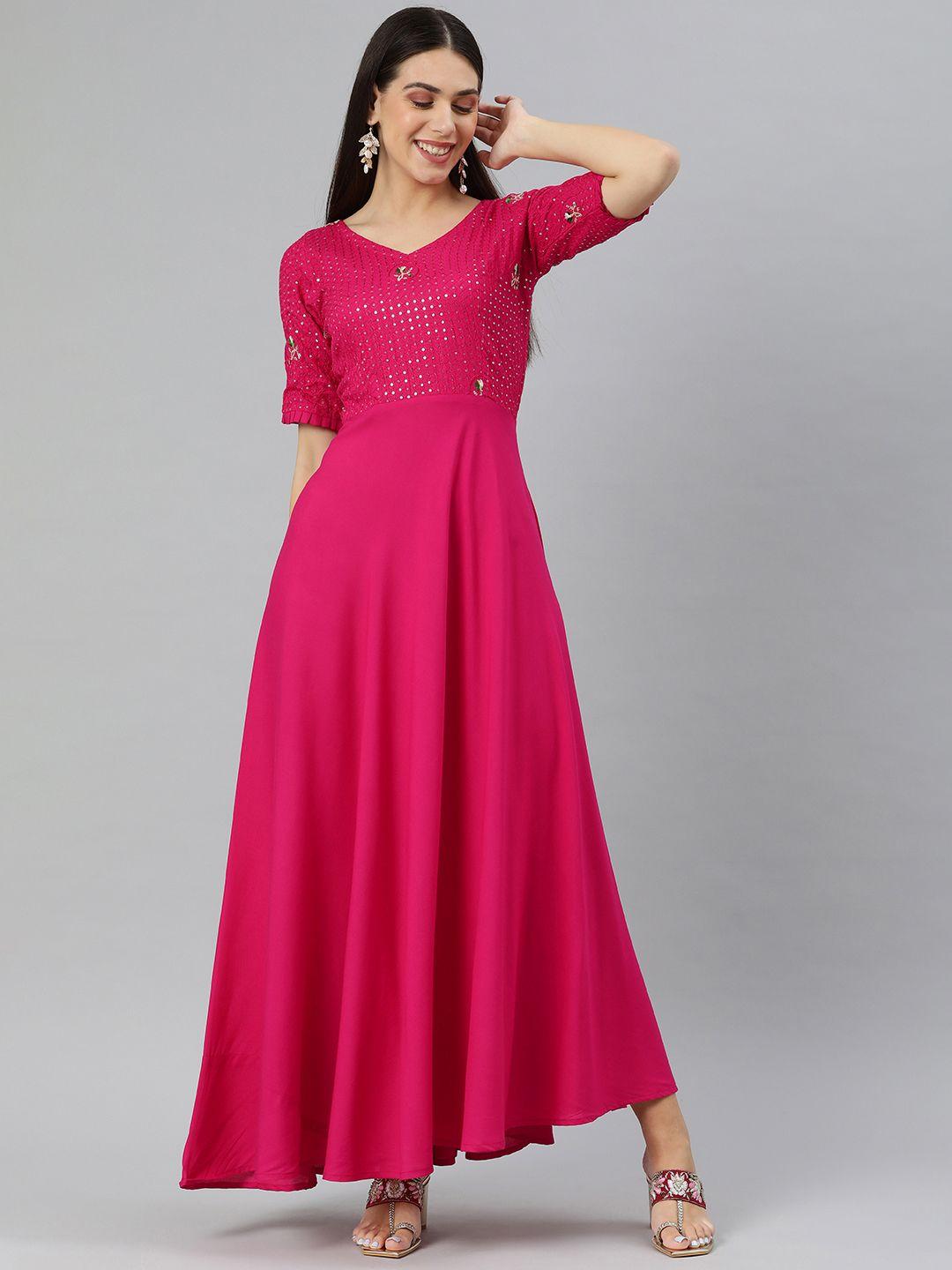swishchick women pink sequined maxi dress