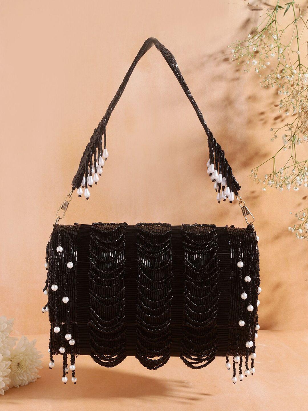 swisni black & white embellished embellished purse clutch