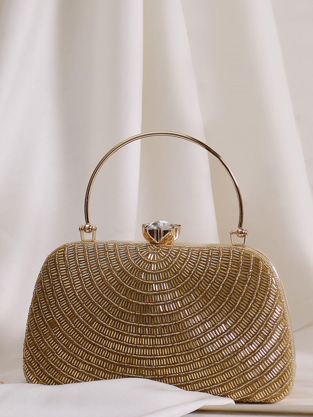 swisni gold-toned embellished purse clutch