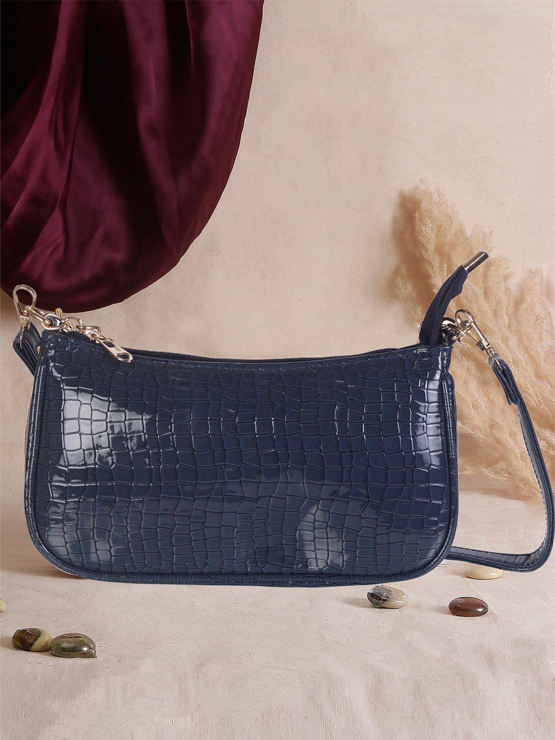 swisni blue checked half moon sling bag with