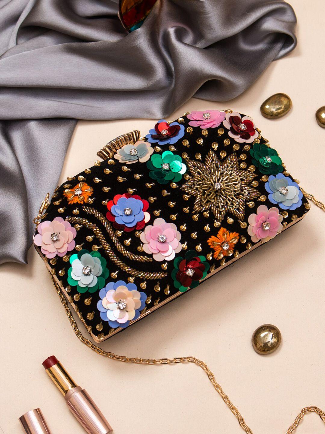 swisni embroidered box clutch