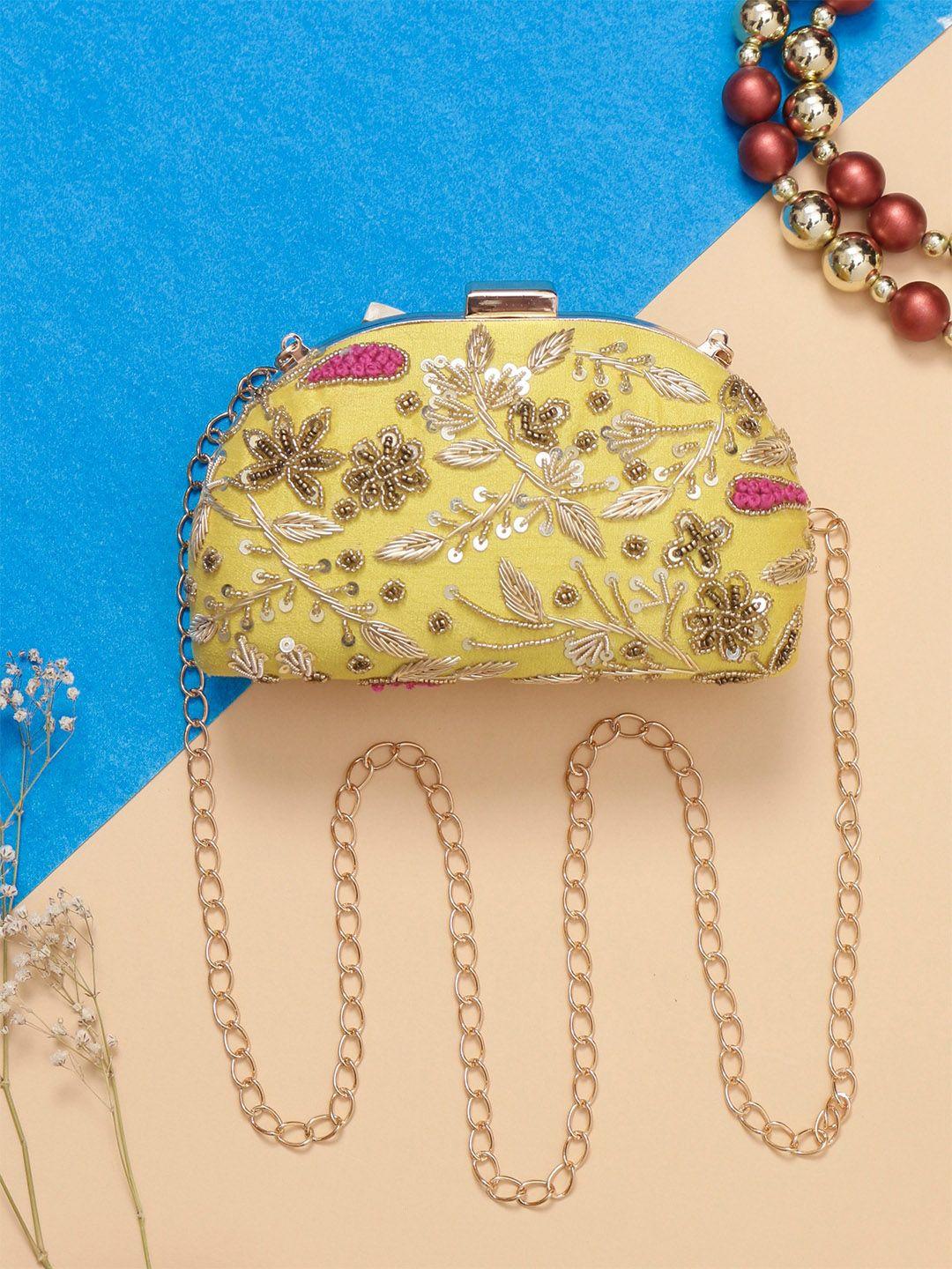 swisni embroidered embellished box clutch