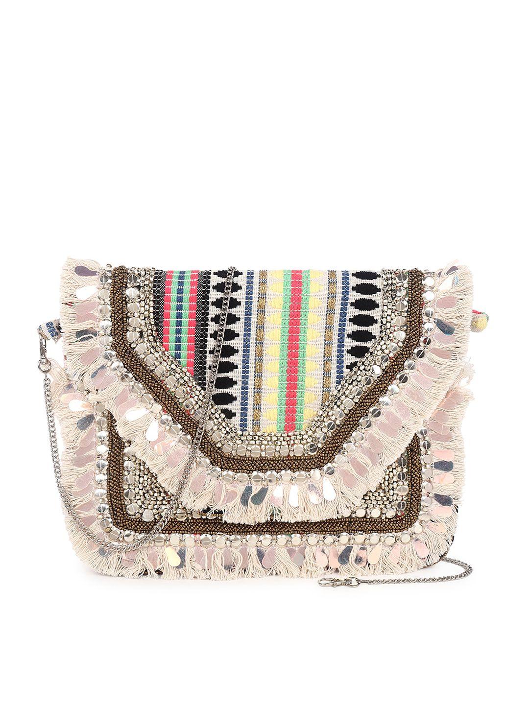 swisni multicoloured embellished envelope clutch