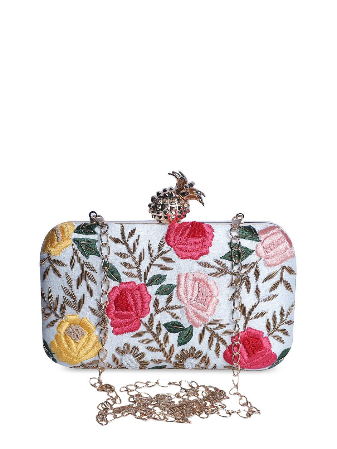 swisni women ethnic flowery thread embroidery designer multi clutches