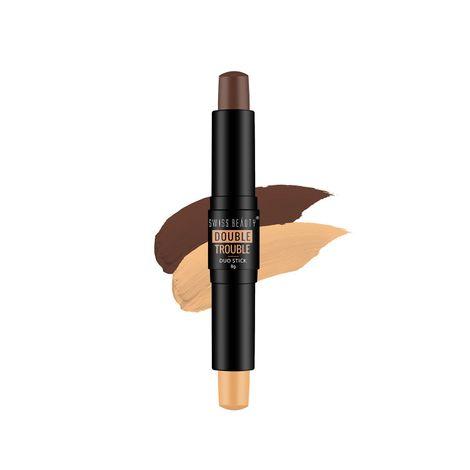 swiss beauty double trouble contour & highlighter stick 04 coco focus (8 g)