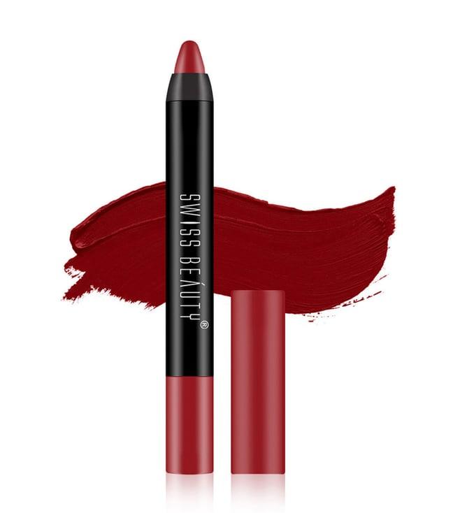 swiss beauty non transfer matte crayon lipstick ash red - 3.5 gm