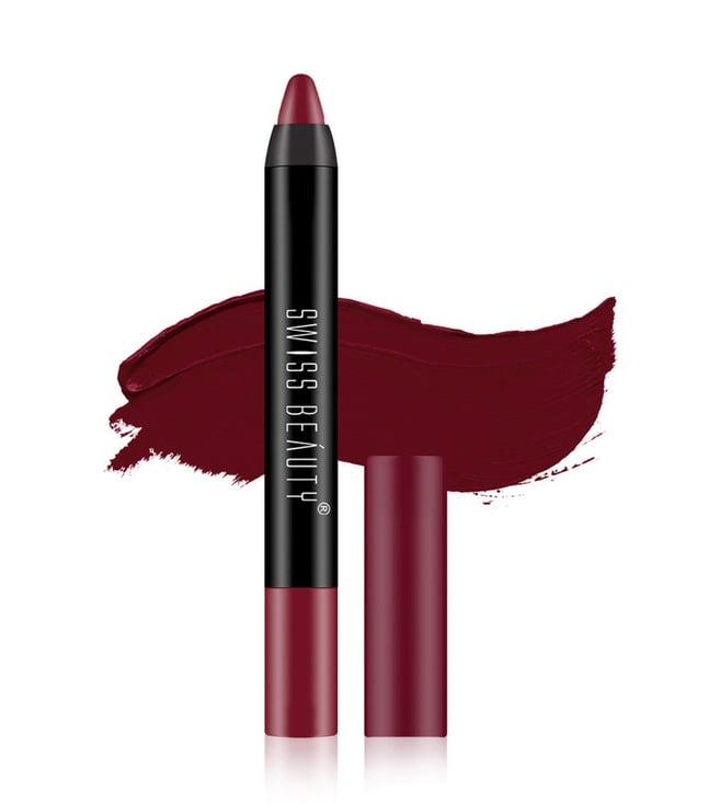 swiss beauty non transfer matte crayon lipstick dynamite berry - 3.5 gm