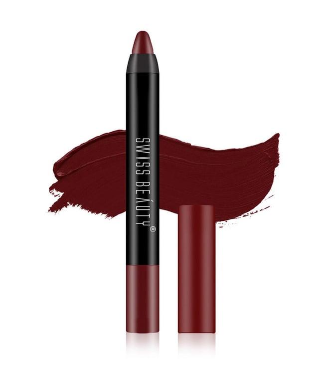 swiss beauty non transfer matte crayon lipstick murphy wine - 3.5 gm