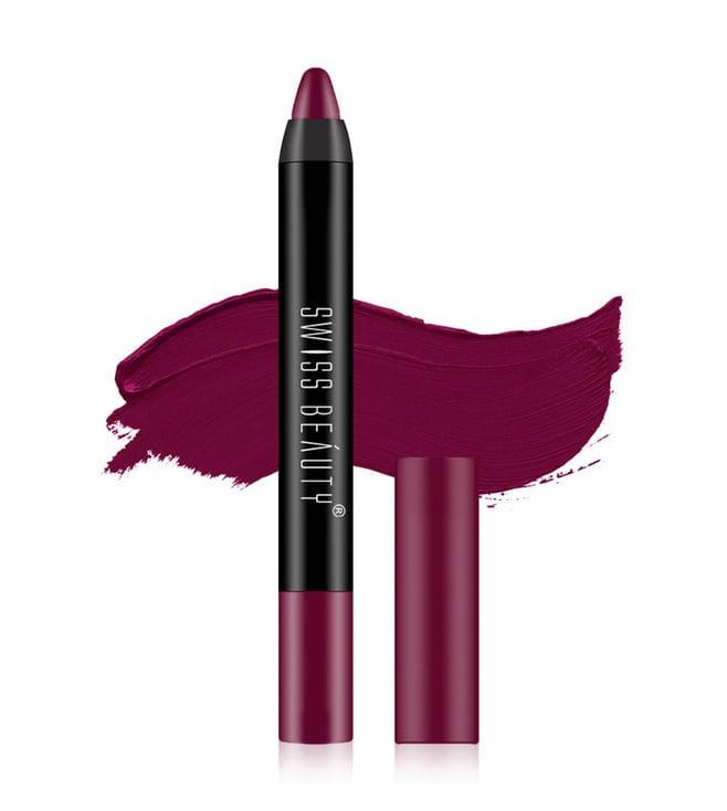 swiss beauty non transfer matte crayon lipstick plum house - 3.5 gm