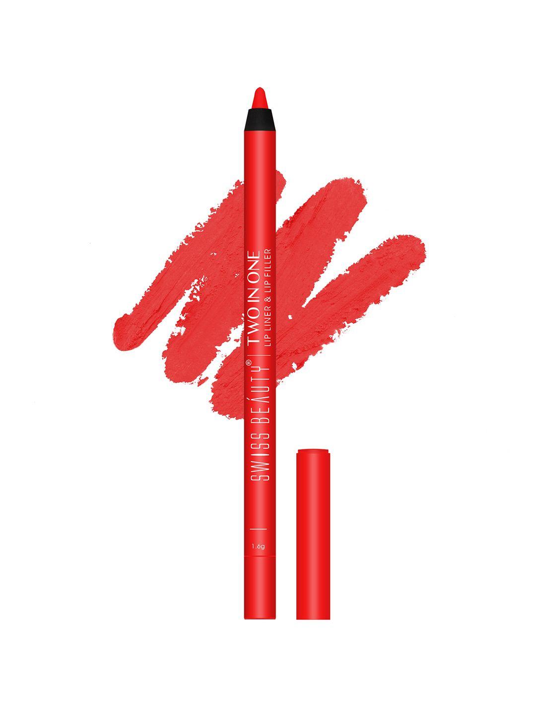 swiss beauty two in one smudge-proof waterproof lip liner & lip filler 1.6g - coral candy
