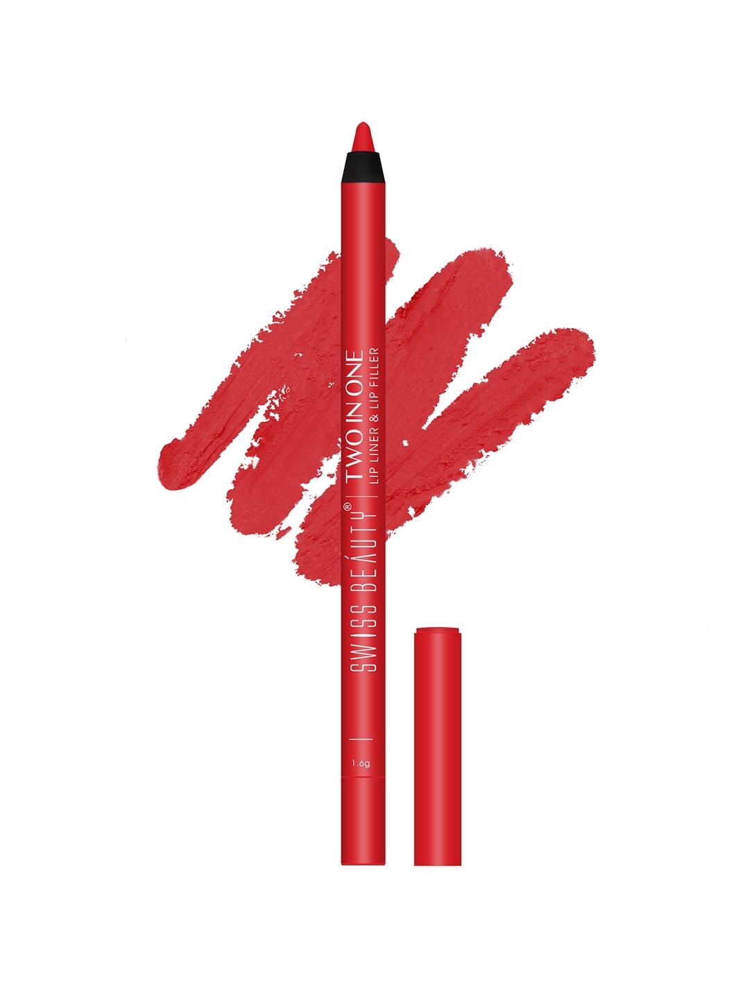 swiss beauty two in one smudge-proof waterproof lip liner & lip filler 1.6g - hot red