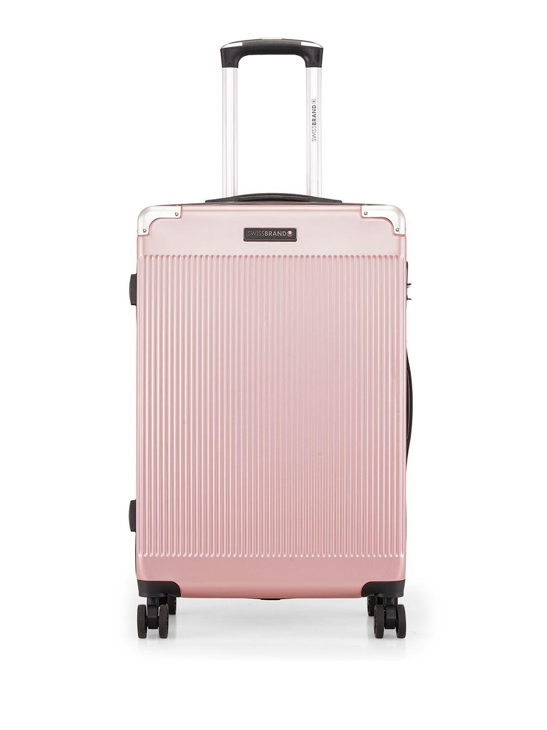 swiss brand rose textured medium trolley suitcase