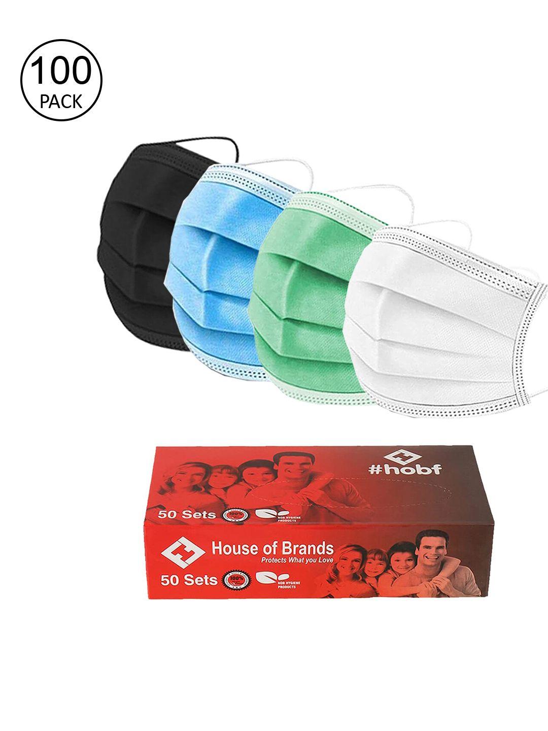 swiss design multicoloured pack of 100 3-ply anti polluction ultrasonic outdoor mask