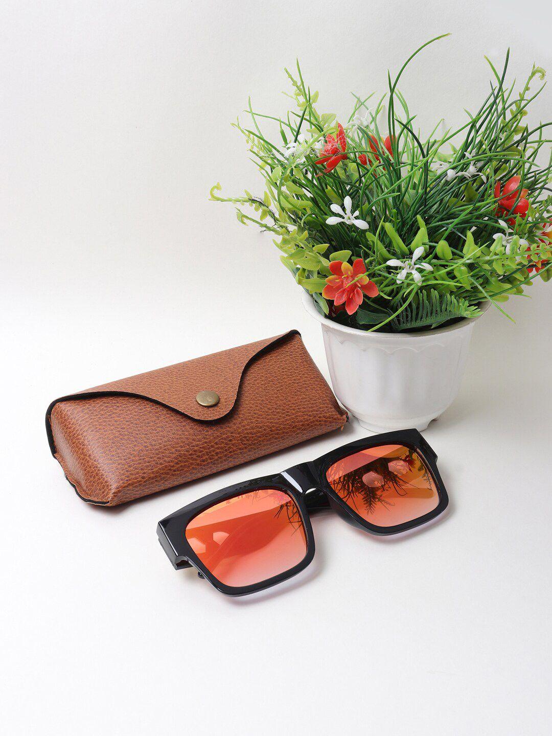 swiss design orange lens & black wayfarer sunglasses with uv protected lens sdsg-20219-07